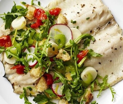 On Tap Oil & Vinegar Roasted Trout on Arugula Salad